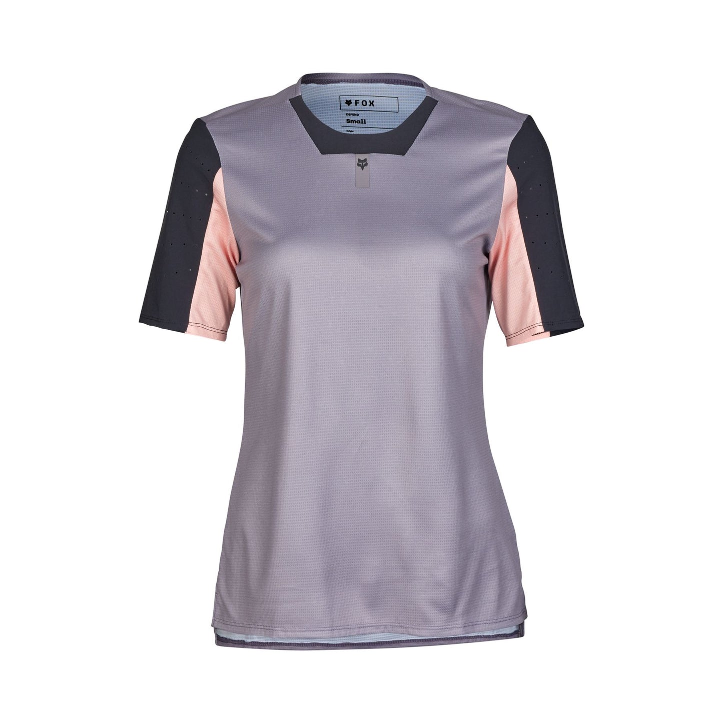 Front view of the FOX Women's Defend SS Jersey showcasing its sleek design.