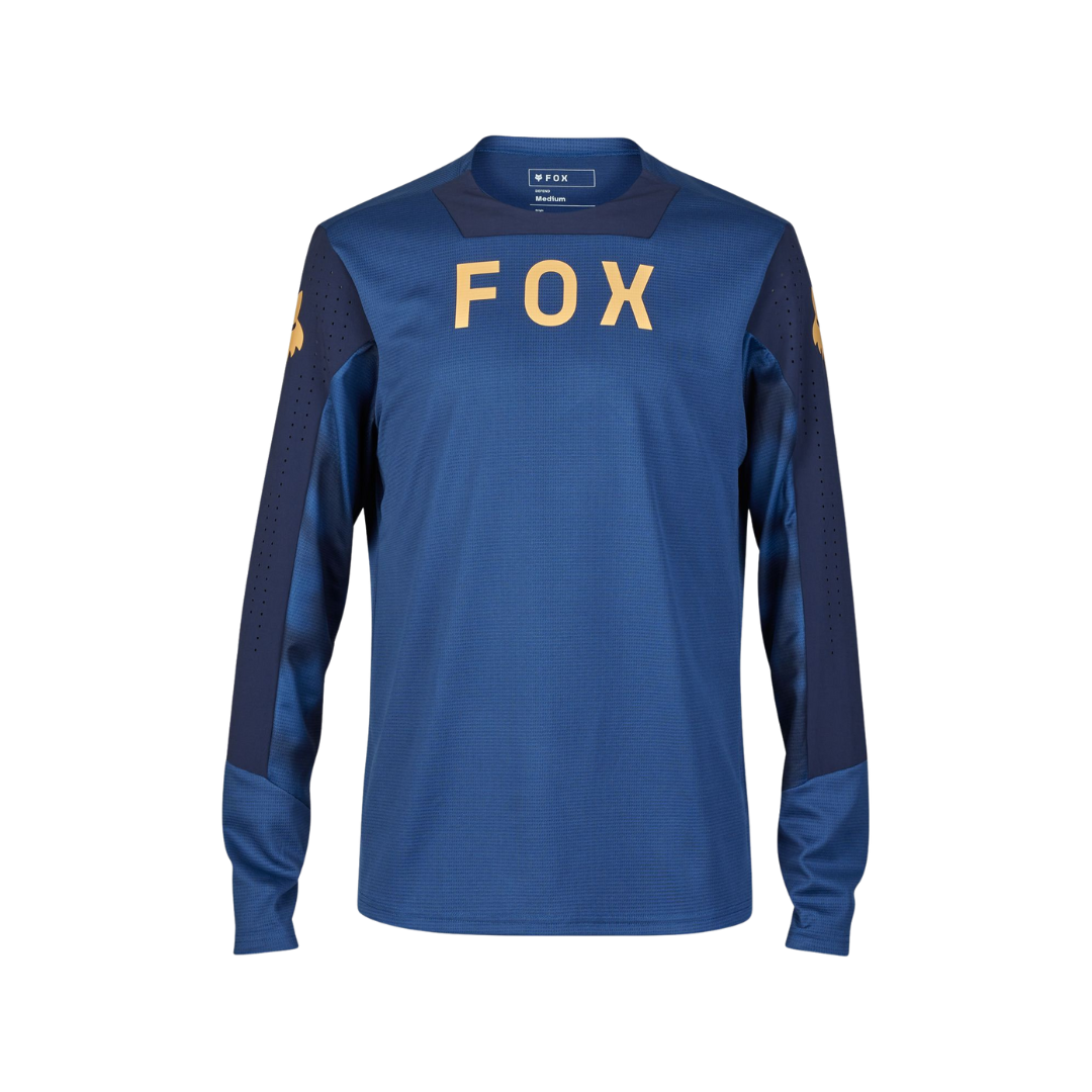 Front view of the FOX Defend LS Jersey Race in Indigo.
