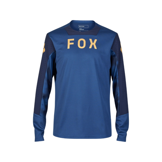 Front view of the FOX Defend LS Jersey Race in Indigo.