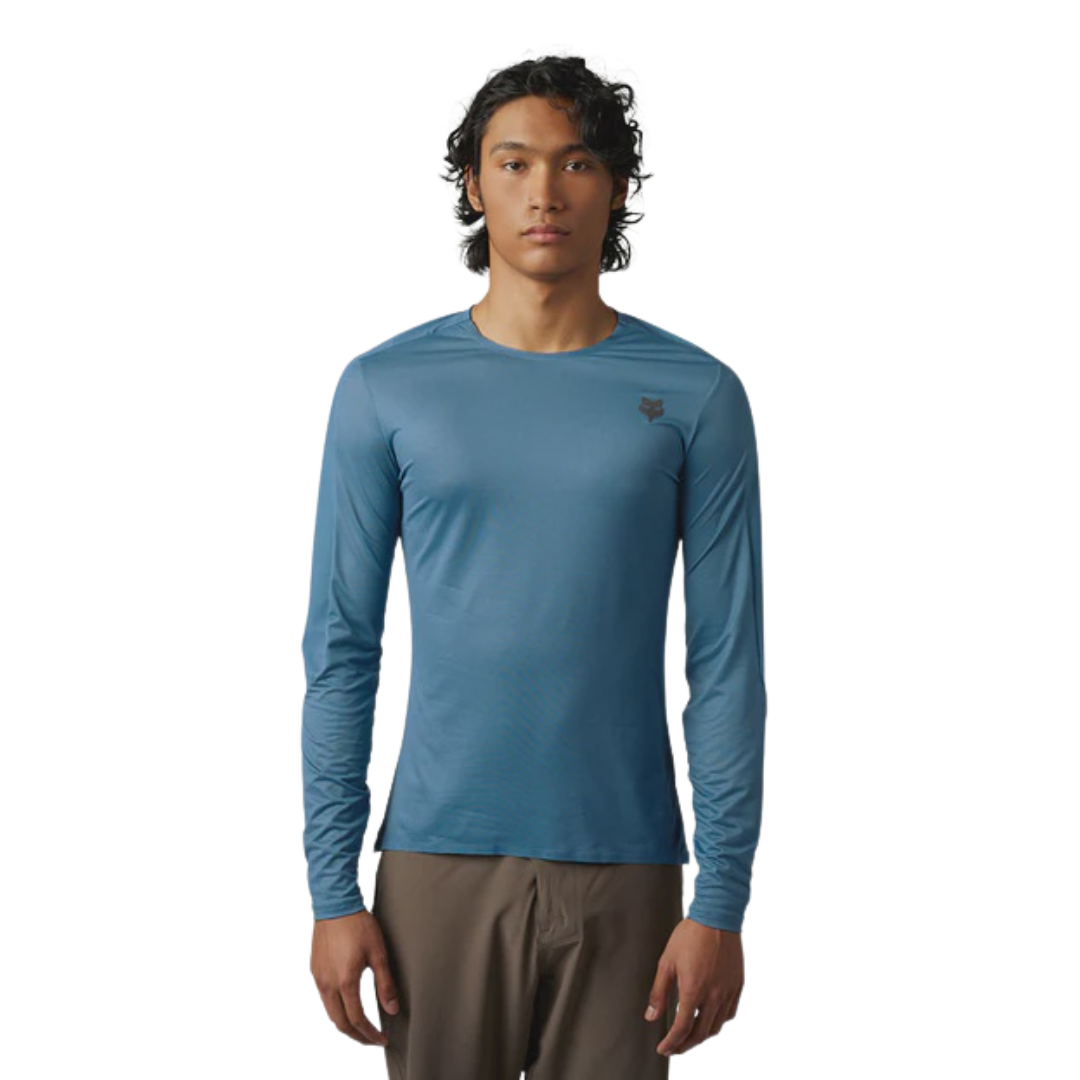 Front view of the FOX Flexair Ascent LS Jersey showcasing its lightweight design.