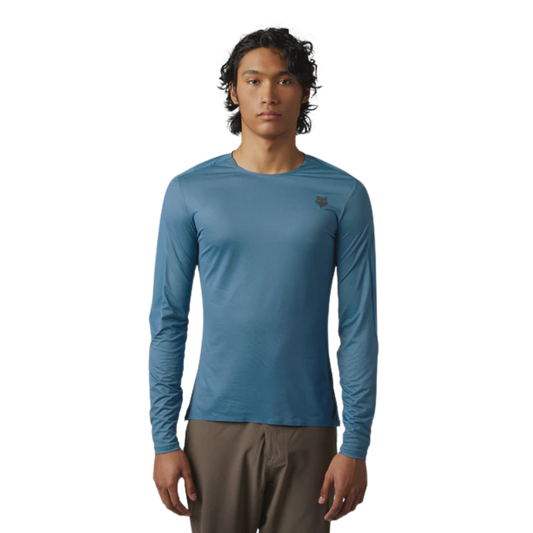 Front view of the FOX Flexair Ascent LS Jersey showcasing its lightweight design.