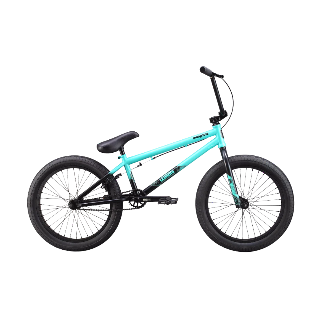 Front view highlighting the double-wall rims and wide tires of the Mongoose Legion L60 Teal