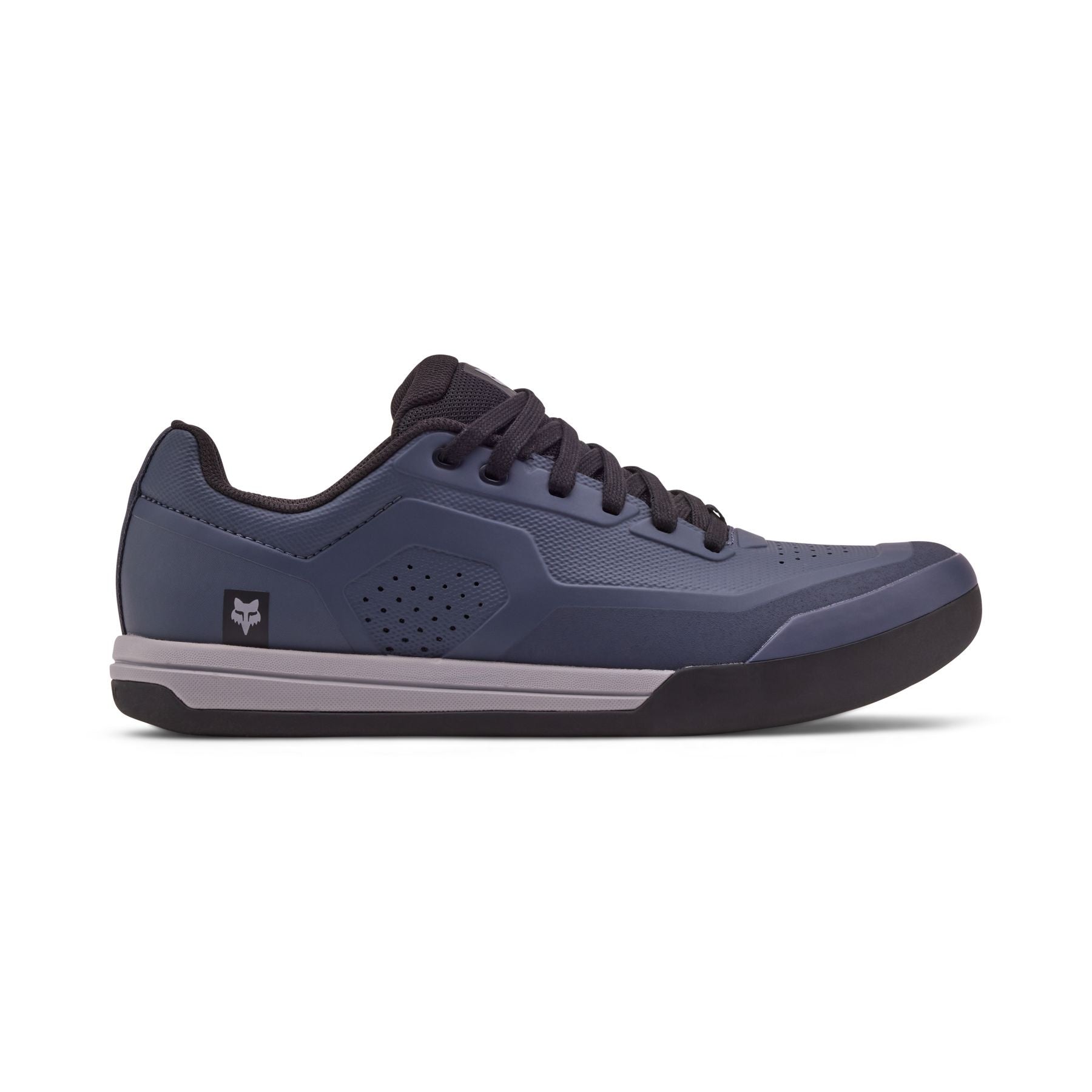 Side view of the FOX Union Flat Shoes in Blue Steel highlighting the sleek design.